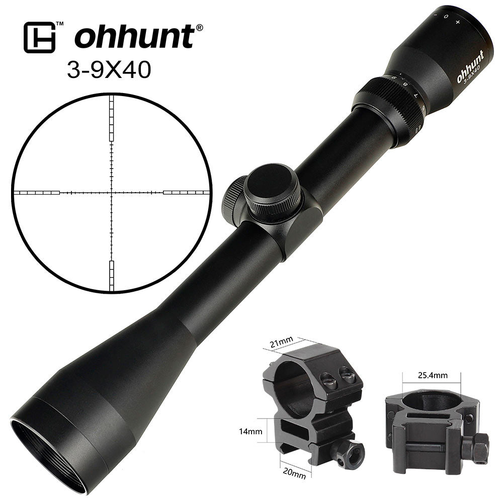 Ohhunt 3-9X40 HK ハンティングライフルスコープ スコープリング付き