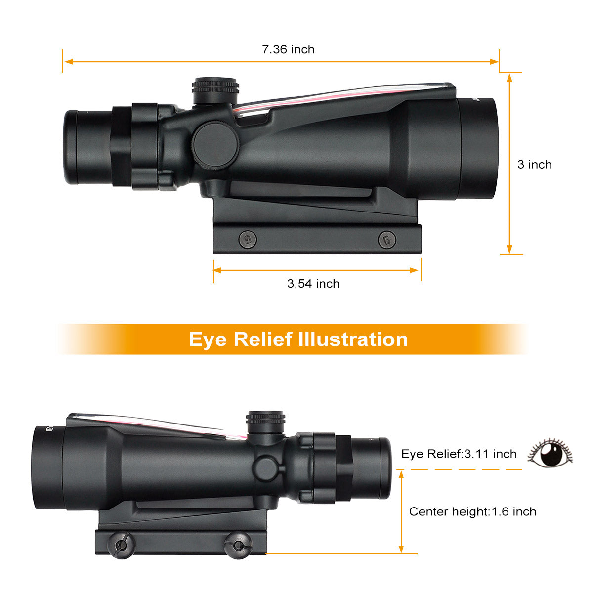 New! ohhunt® Tactical 3.5X35 Rifle Scope Red/Green Fiber Optic Illuminated Reticle with Sunshades Diopter Adjustment