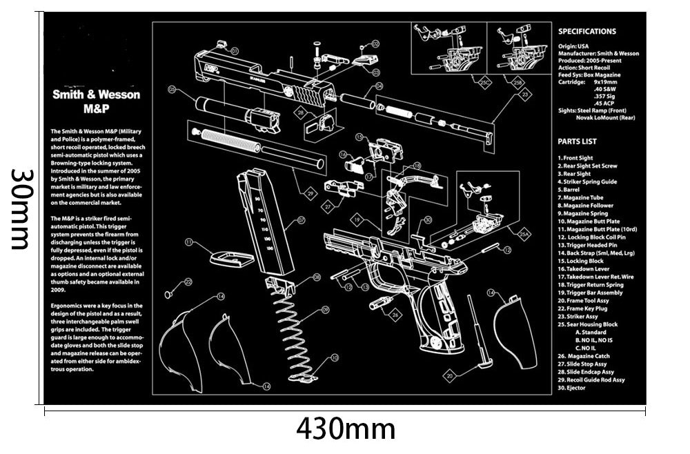 ohhunt® Armorers Bench Mat Cleaning Mat with Gun Split Picture Parts Diagram & Instructions for AR-15 AK47