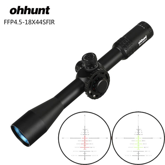ohhunt® 4.5-18X44 SFIR Tactical FFP Rifle Scopes Side Parallax R/G Glass Etched Reticle Lock Reset