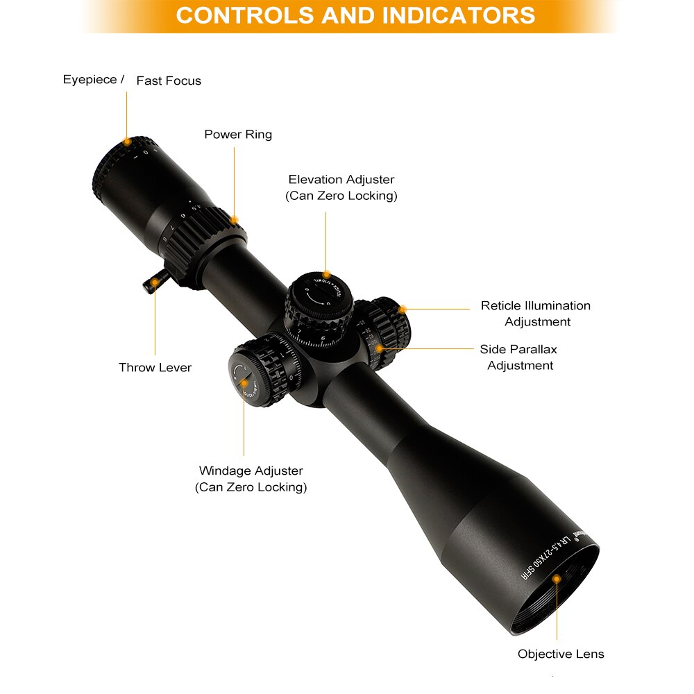 ohhunt® LR 4.5-27x50 SFIR Long Range Rifle Scope Mil Dot Glass Etched Reticle Red Illumination Side Parallax Turrets Lock Reset