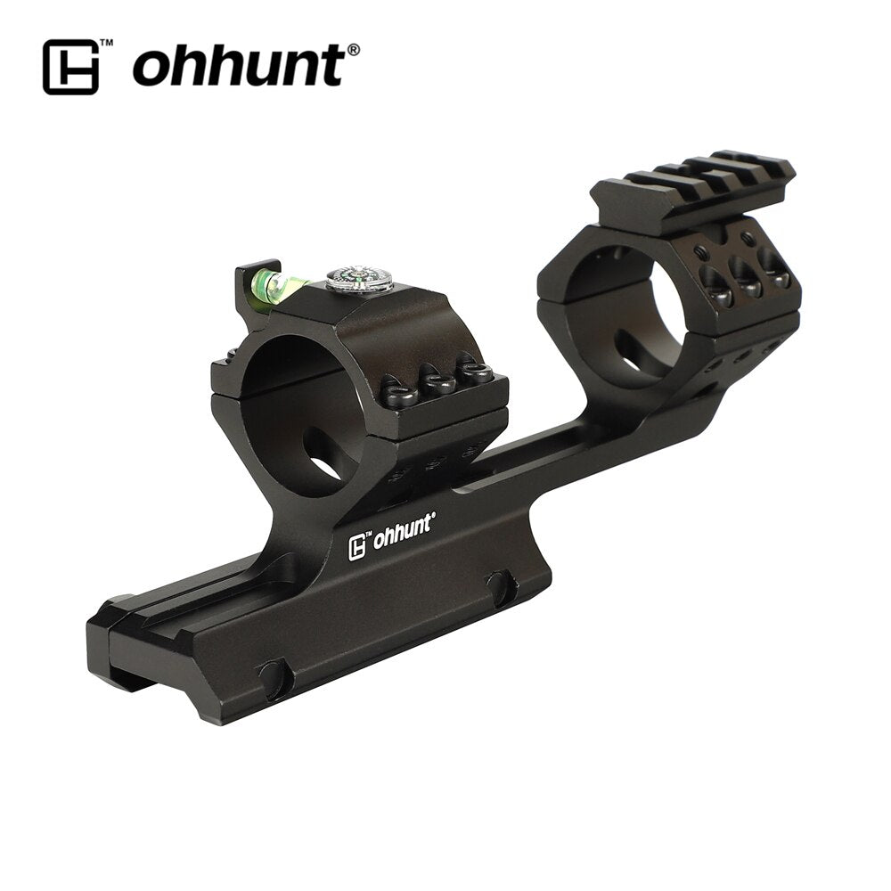 ohhunt Rock-Solid Bi-direction 25.4mm 30mm Offset Hunting Rifle Scopes Mount Rings Top with Bubble Level Compass Picatinny Rail