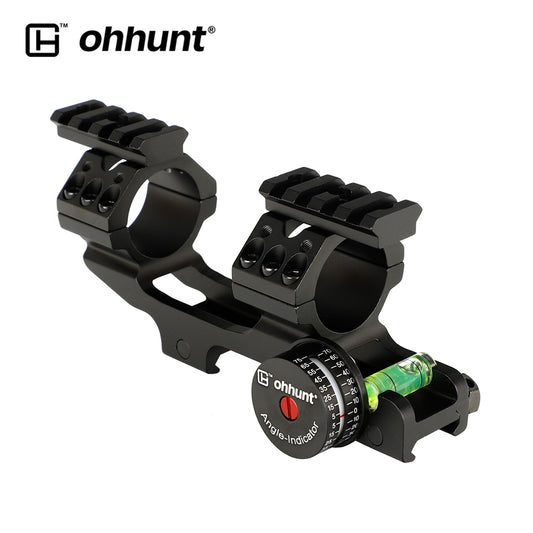 ohhunt® 1-Piece 1 inch 30mm Picatinny Rings Mount with Angle Cosine Indicator Kit Bubb Level Two Top Rail