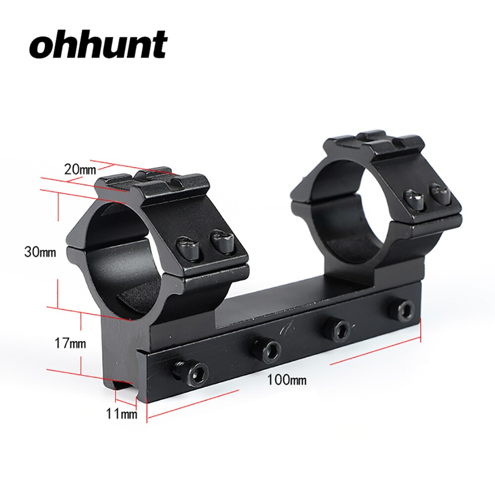 ohhunt High Profile 11mm Dovetail 30mm Scope Rings 10cm Long with Stop Pin and Top Picatinny Rail