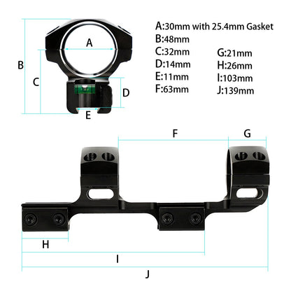 ohhunt 11mm 3/8" Dovetail Scope Rings 30mm/1 inch Dia Cantilever Mount with Bubble Level