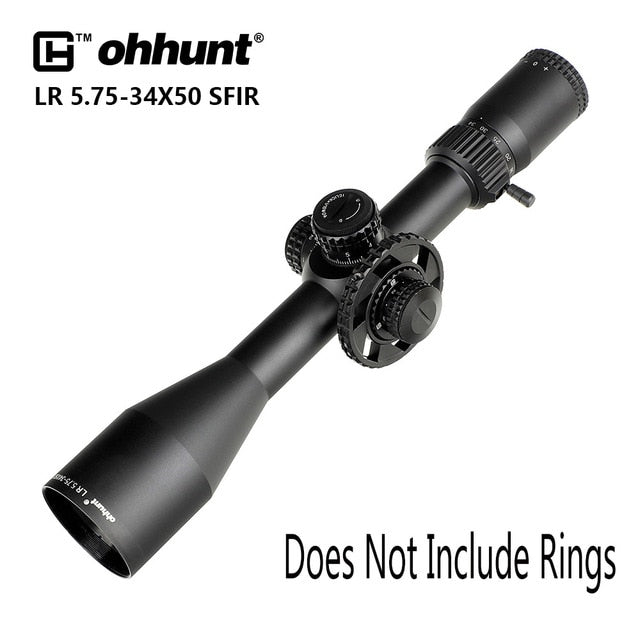 ohhunt® LR 5.75-34x50 SFIR Long Range Tactical Rifle Scope Mil Dot Glass Etched Reticle Red Illumination Side Parallax Turret Lock Reset