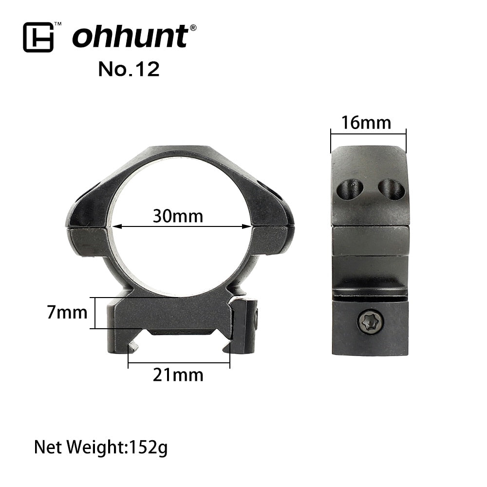 ohhunt® 30mm Picatinny Scope Rings Mount Steel Medium Profile 2PCs