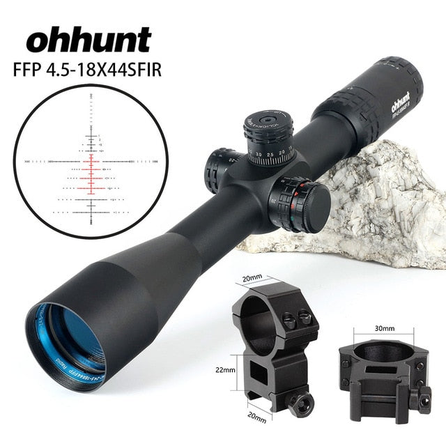 ohhunt® 4.5-18X44 SFIR Tactical FFP Rifle Scopes Side Parallax R/G Gla