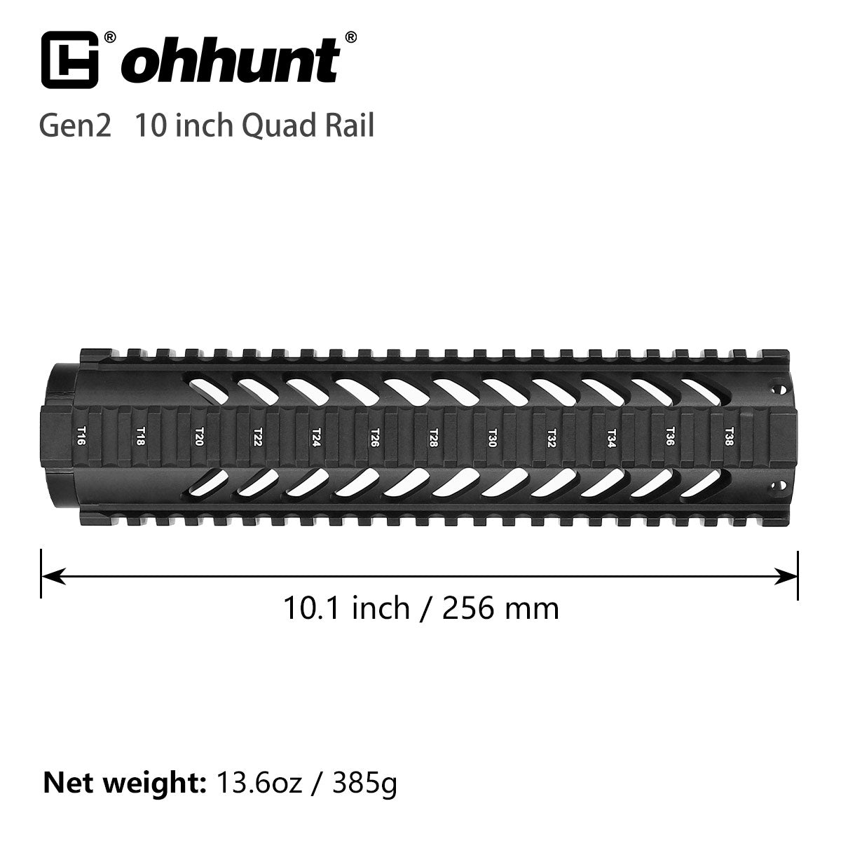 Ohhunt Gen2 AR-15 10 inch Free Float Quad Rail Handguard
